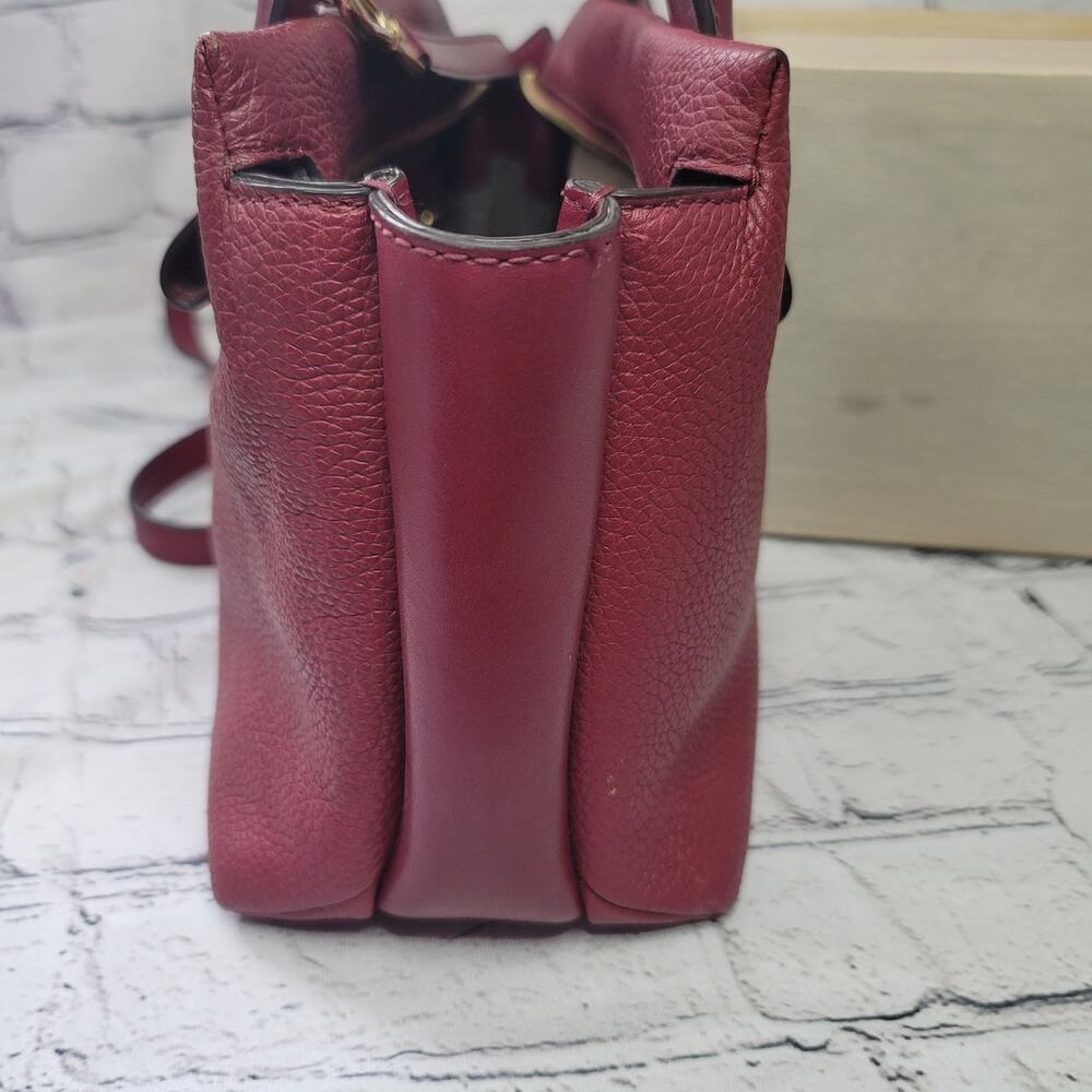 Michael Kors- Leather Satchel Crossbody- Burgundy in color- Small in size - Picture 4 of 10